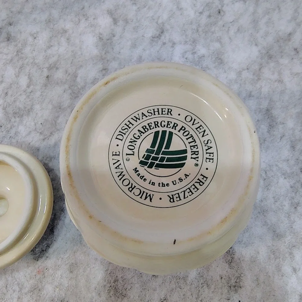 Longaberger Pottery Woven Traditions Classic Green – Creamer/Sugar Set USA